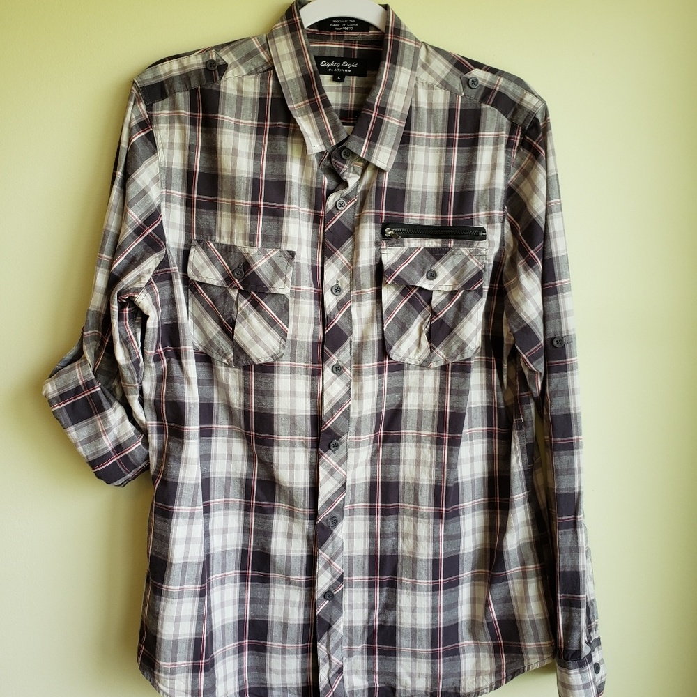 Eighty Eight Mens Long Sleeve platinum Shirt
